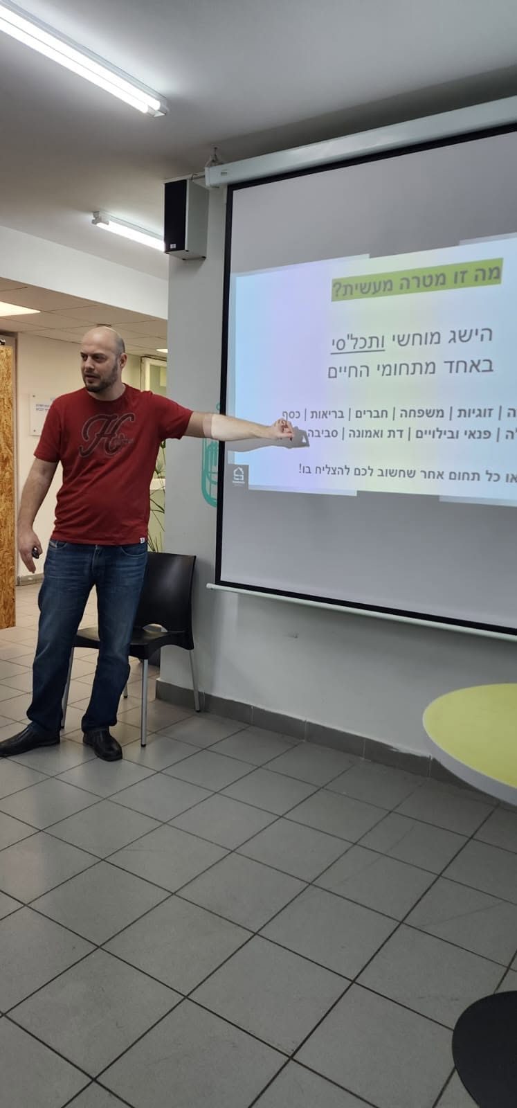 אבירם מעביר פעילות על מטרות במרכז אנוש נתניה, נובמבר 2022